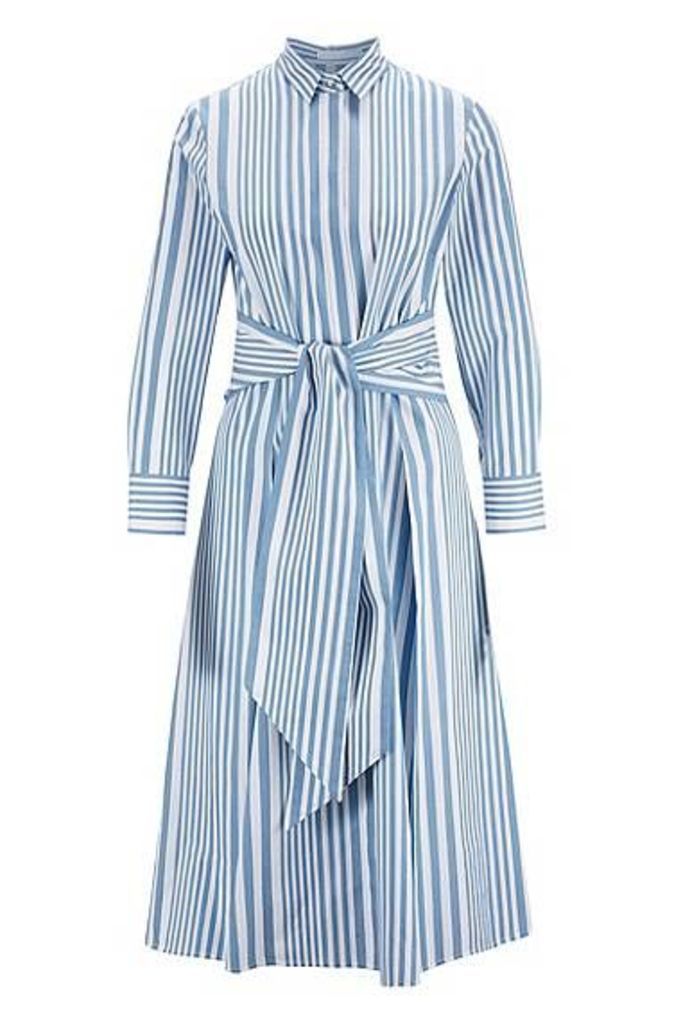 Striped shirt dress in pure cotton with tie waist