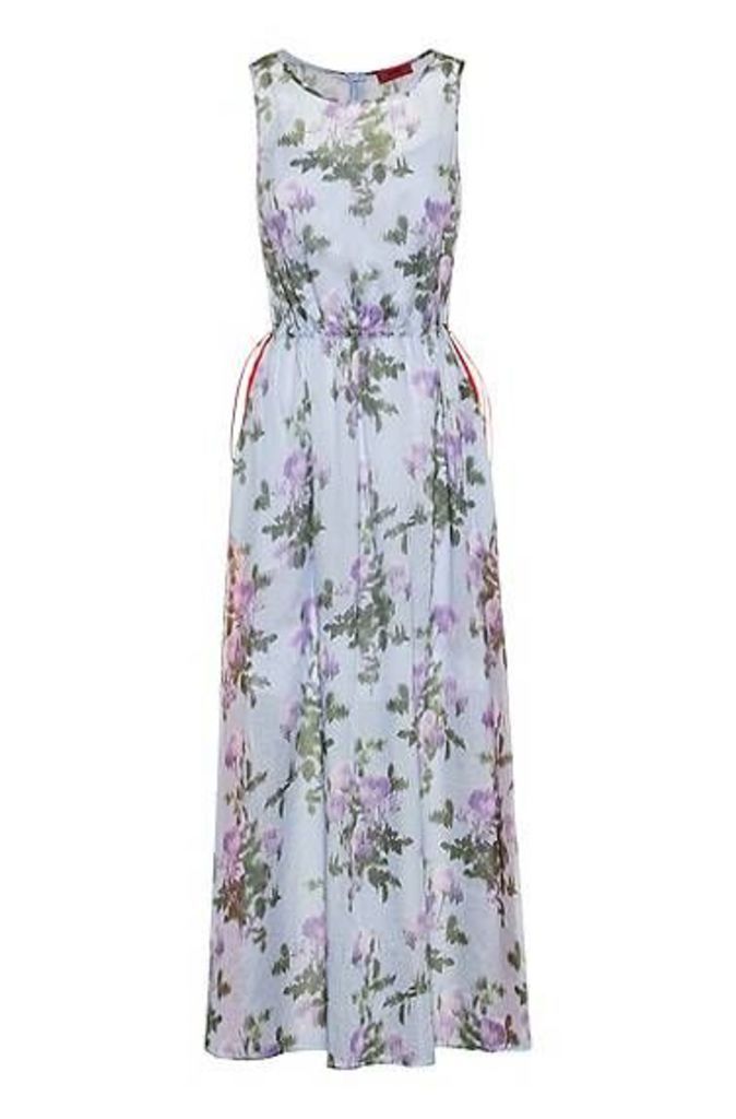 Lightweight maxi dress with floral print and side stripes