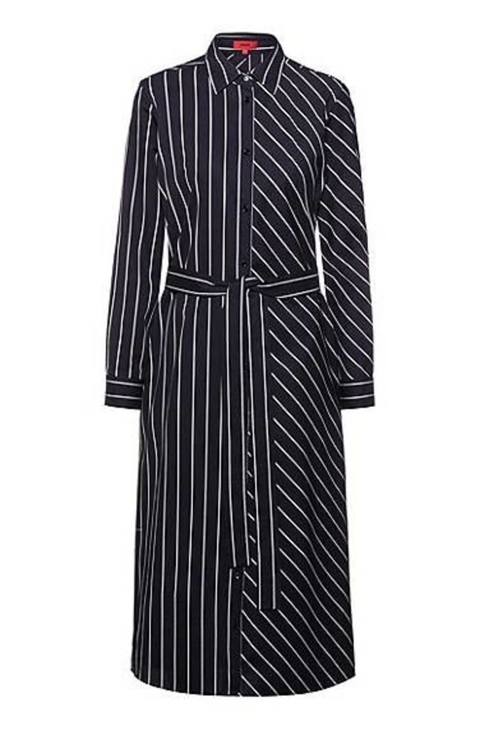 Shirt dress in striped cotton with roll-up sleeves