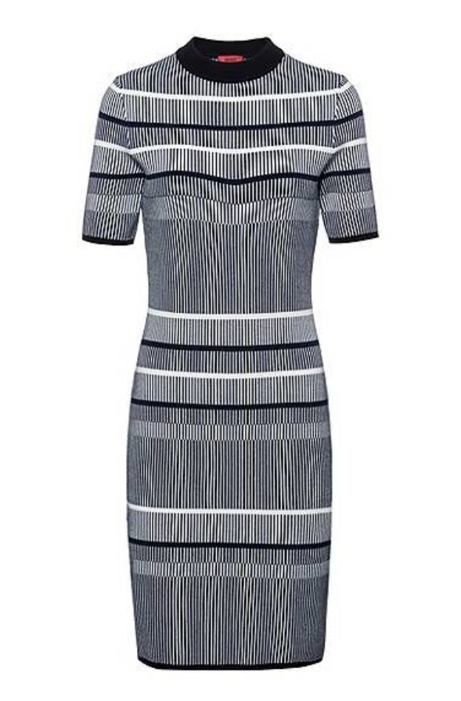 Slim-fit knitted dress in striped super-stretch fabric