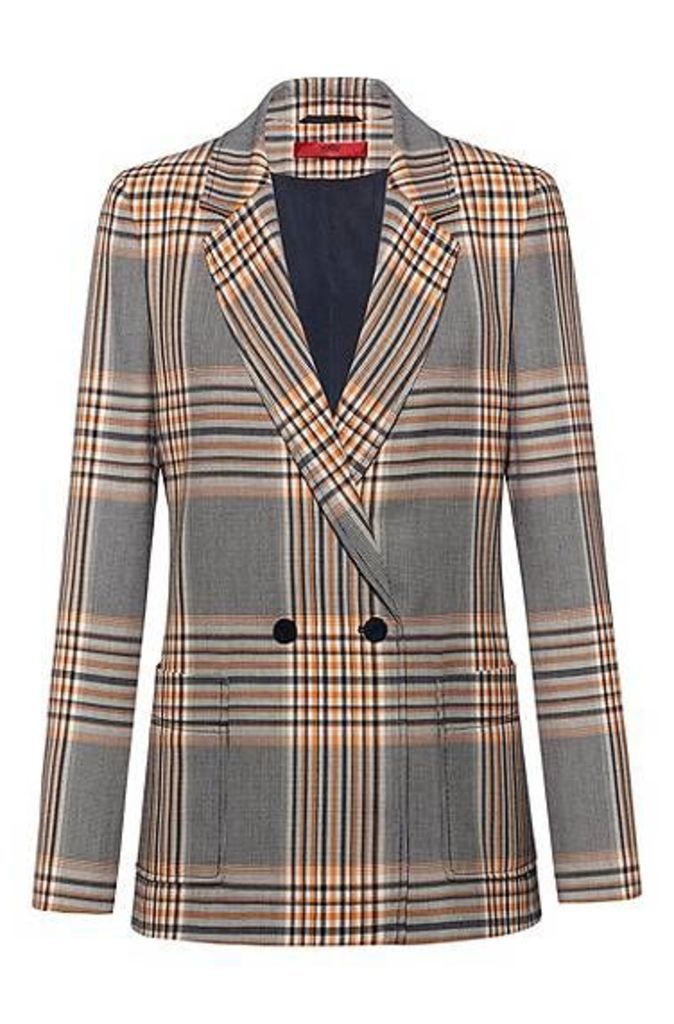 Regular-fit double-breasted jacket in Glen-check fabric