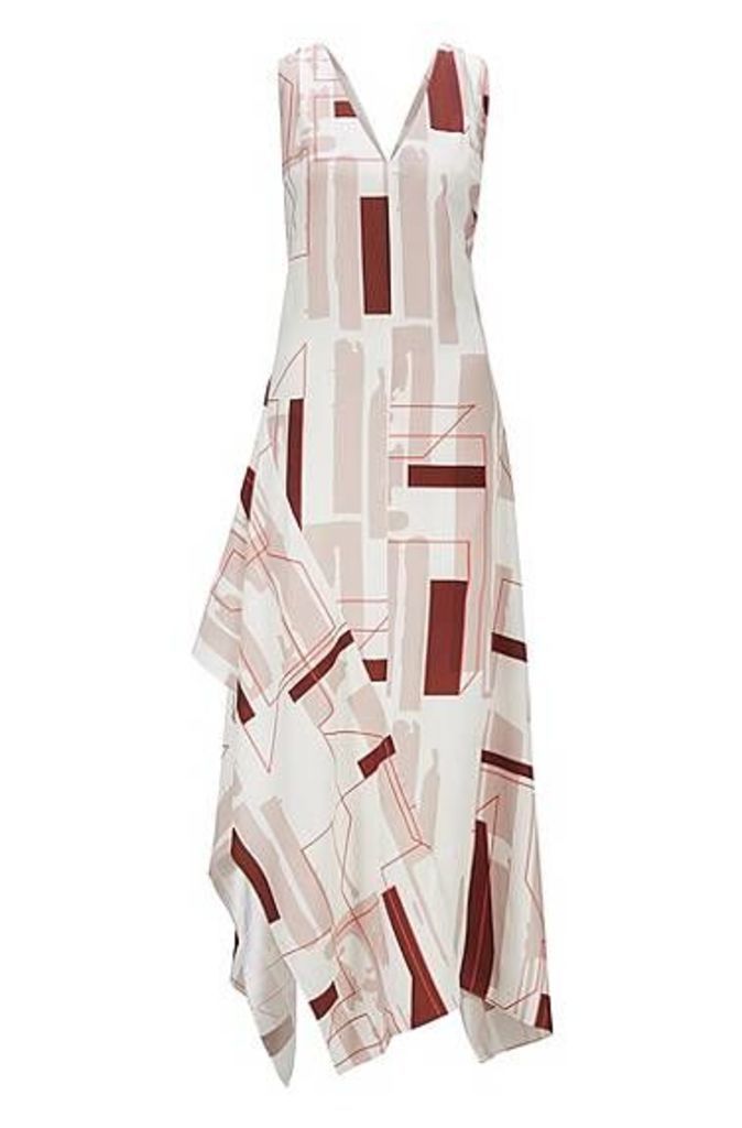Fashion Show low-cut V-neck dress with geometric print