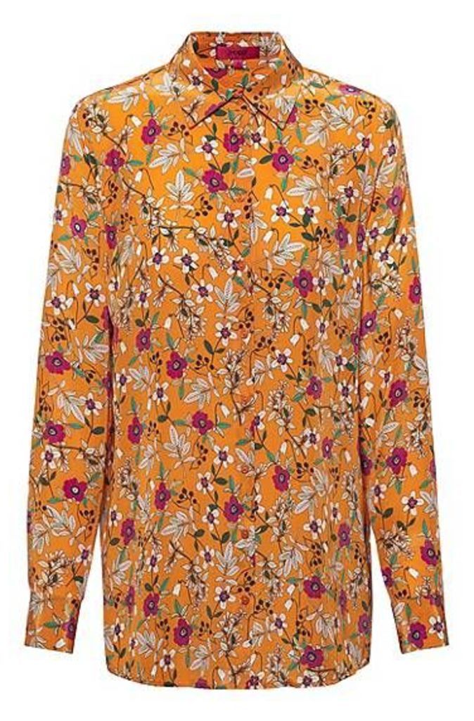Floral-print regular-fit blouse with point collar