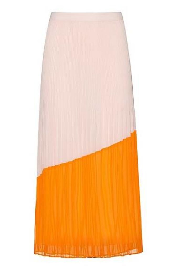 Midi skirt in colourblock plissé with full lining