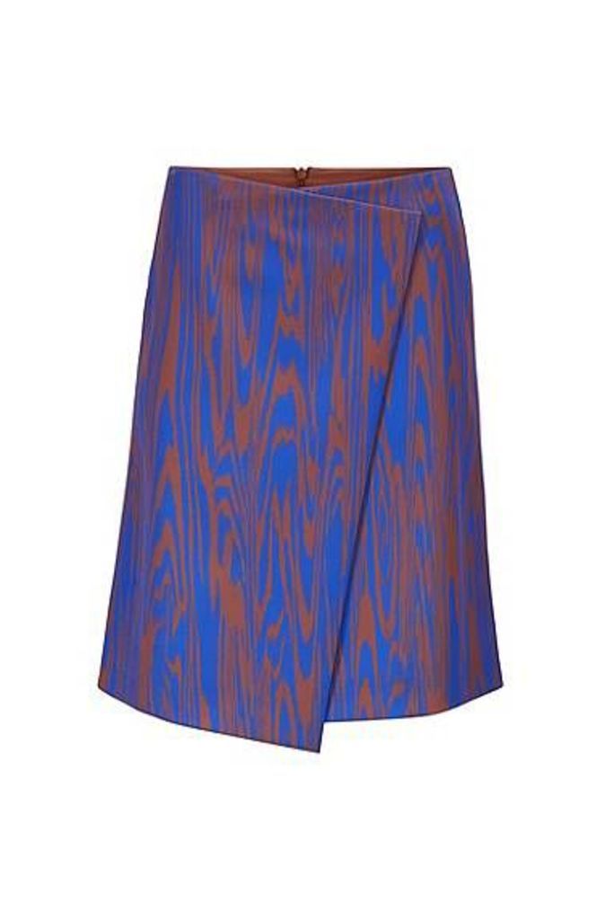 A-line wrap skirt with exclusive ripple-effect print