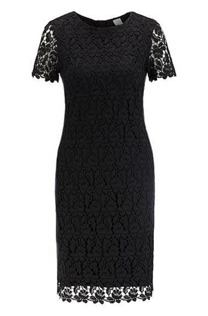 Fully lined lace shift dress with side stripe