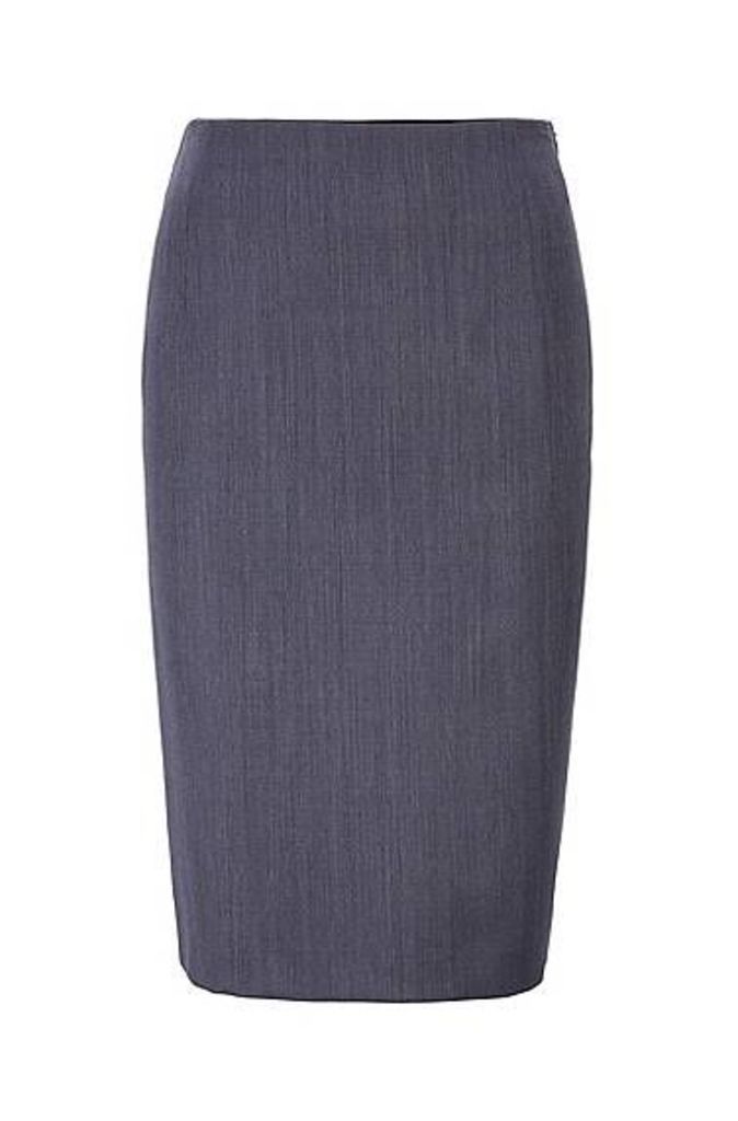 Pencil skirt in patterned virgin wool with natural stretch