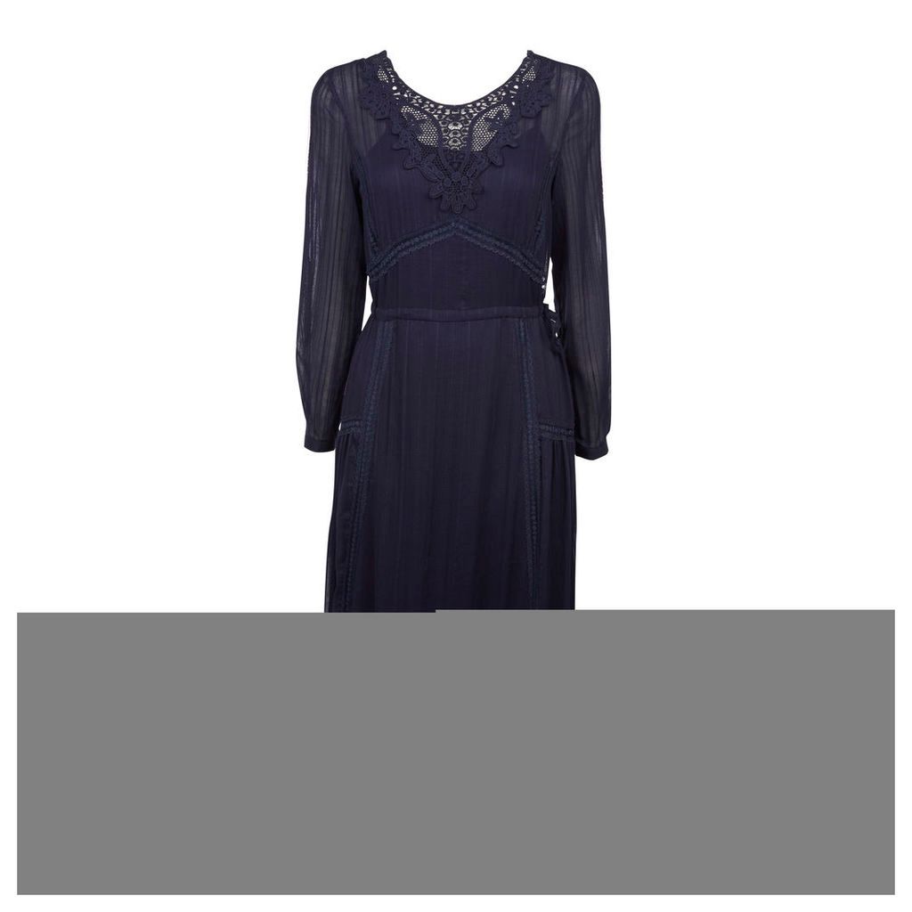 Crochet Lace Insert Midi Dress