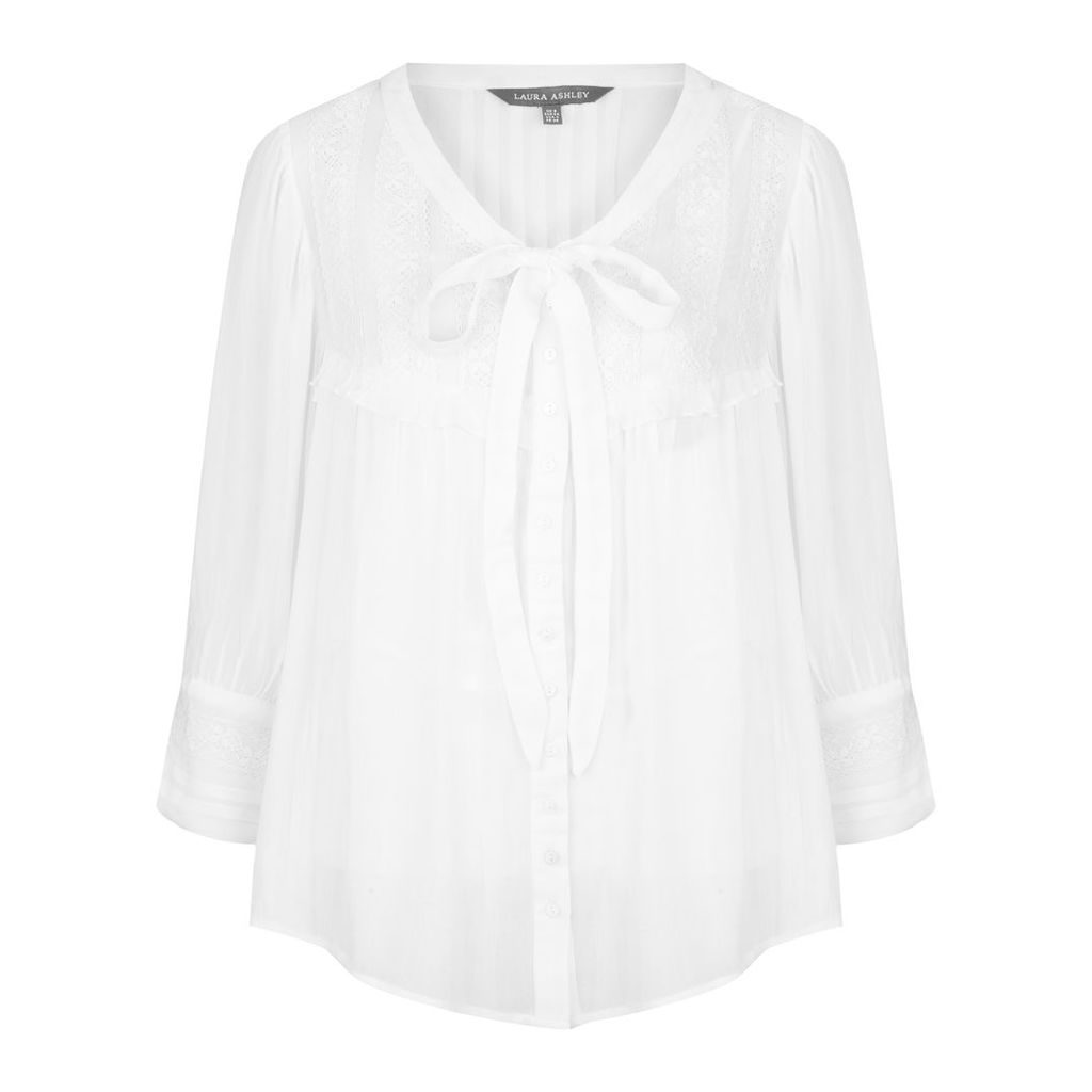 Ruffle and Lace Tie Neck Blouse with Camisole
