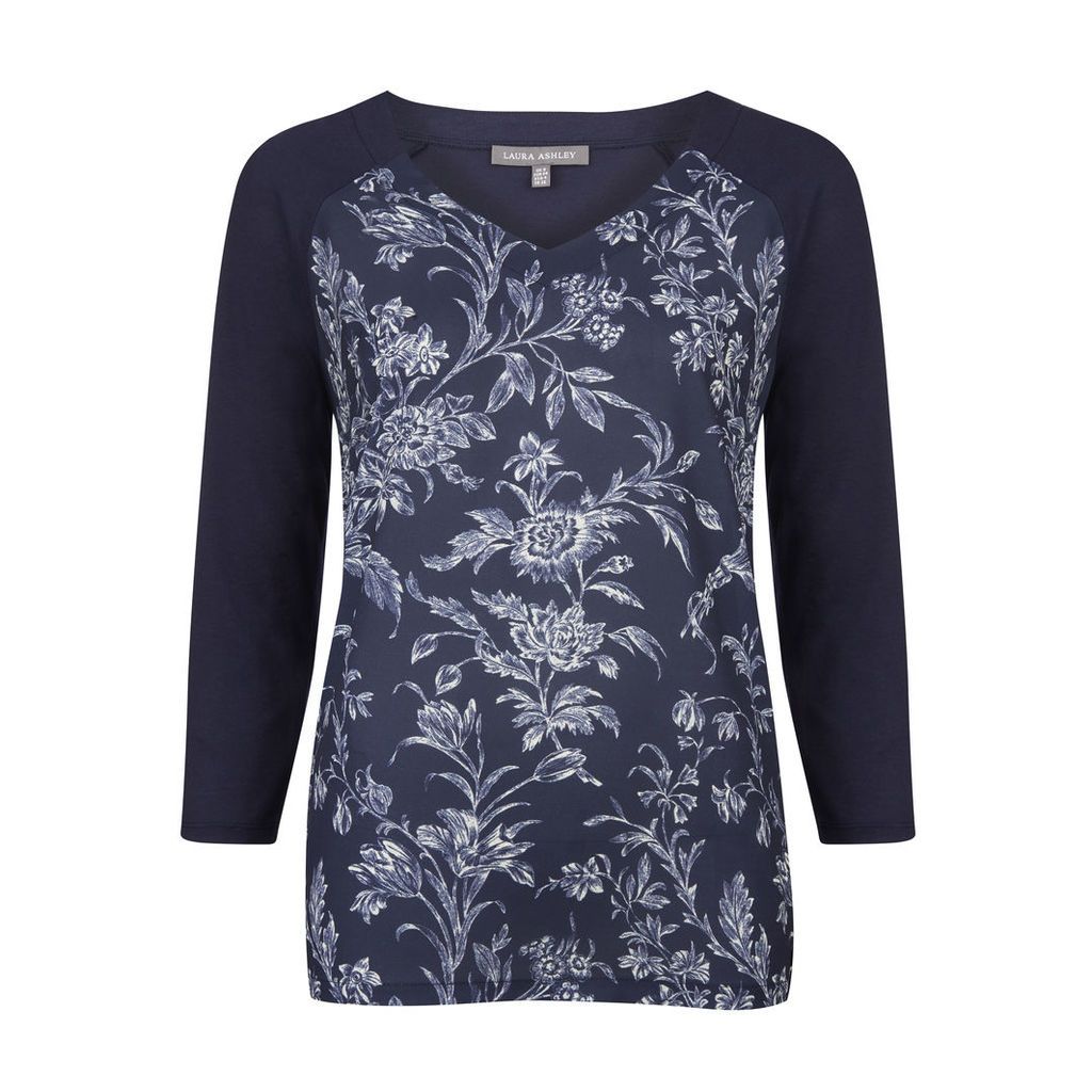 Woven Front Floral Toile Print Top