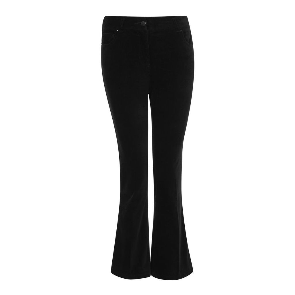 Velveteen Cropped Kick Flare Trousers