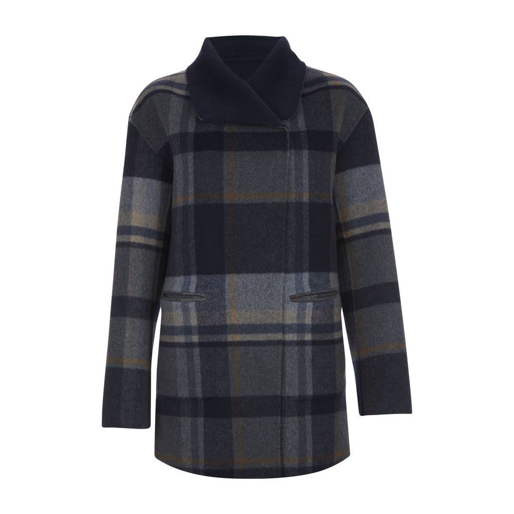Reversible Double Breasted Check Coat