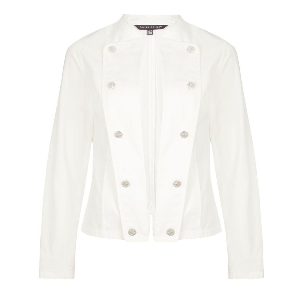 White Double Breasted Cotton Military Jacket