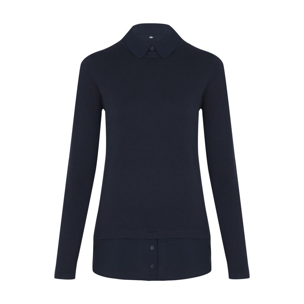 Navy Jumper with Removable Shirt Collar