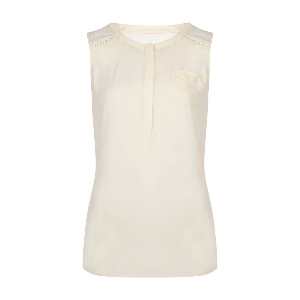 Sleeveless Lace Panel Front Top