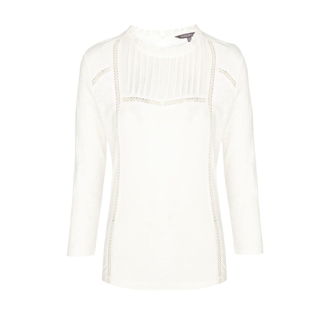 White Crinkle Woven Detail Top