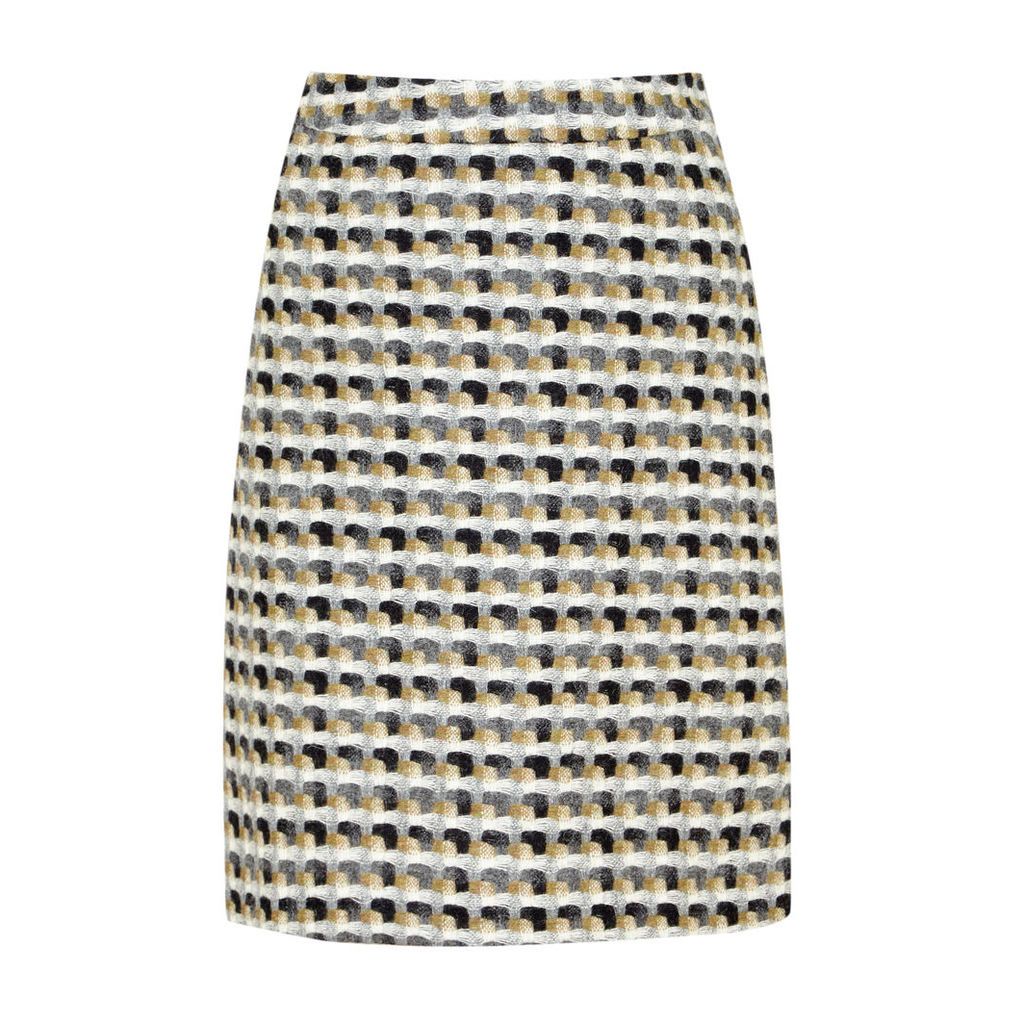 British Wool Geo Print Skirt in Yellow