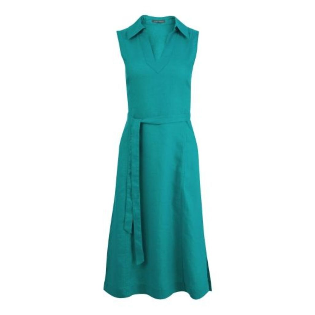 Jade Fit and Flare Linen Dress