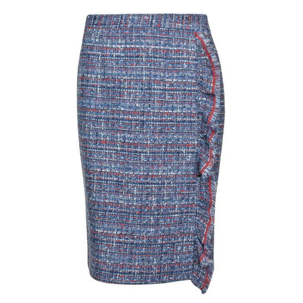 BOUTIQUE MOSCHINO Tweed Frill Pencil Skirt