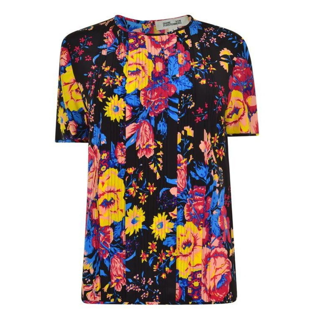 Diane Von Furstenberg Floral Silk T Shirt