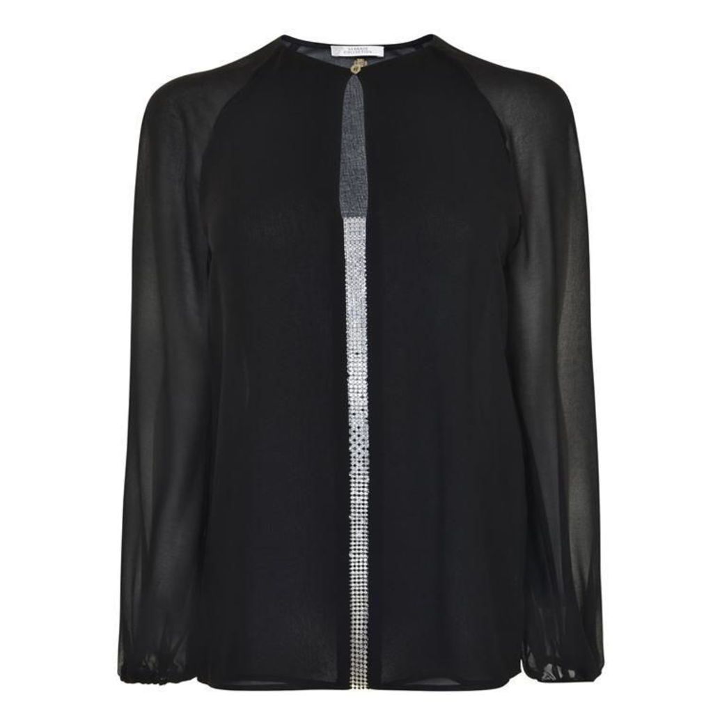 VERSACE COLLECTION Embellished Sheer Blouse