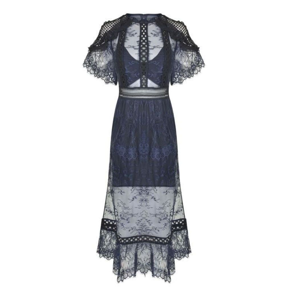 SELF PORTRAIT Frill Shoulder Lace Dress