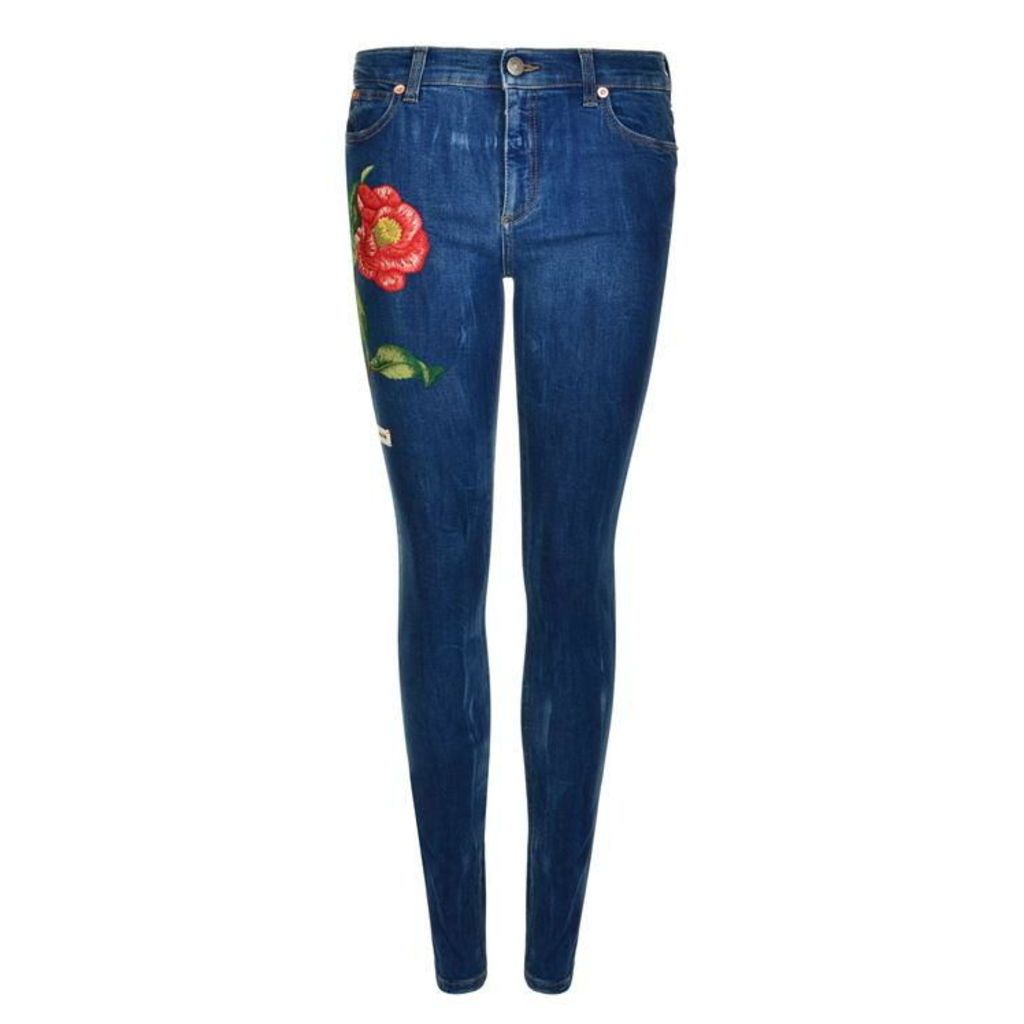 GUCCI Floral Embroidered Jeans