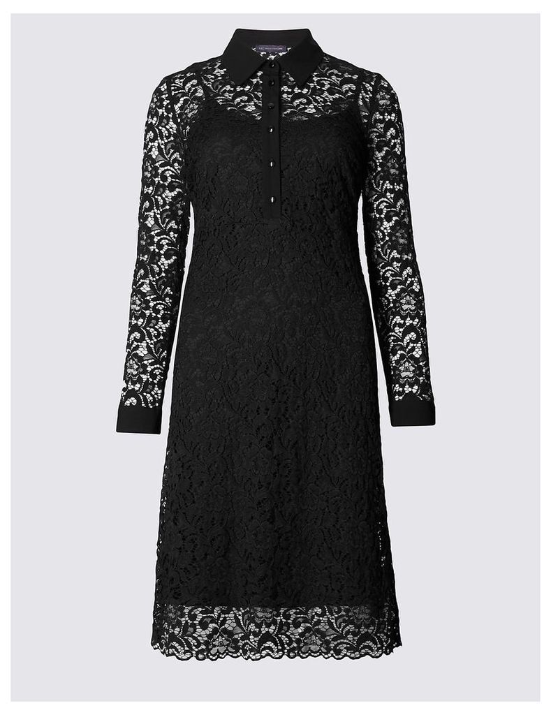 M&S Collection Lace Long Sleeve Shirt Dress