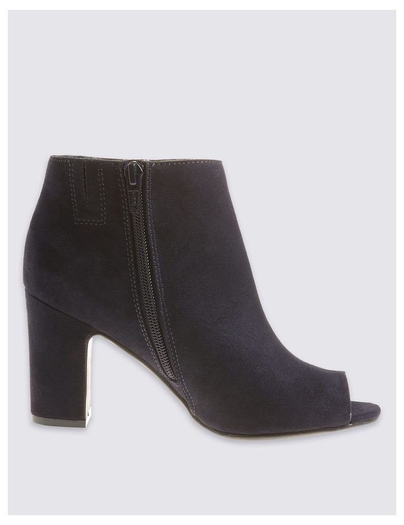 M&S Collection Block Heel Side Zip Peep Toe Ankle Boots