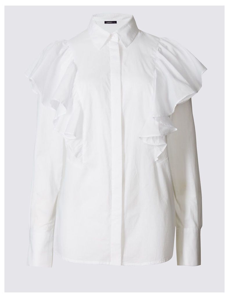 Limited Edition Pure Cotton Poplin Ruffle Shirt