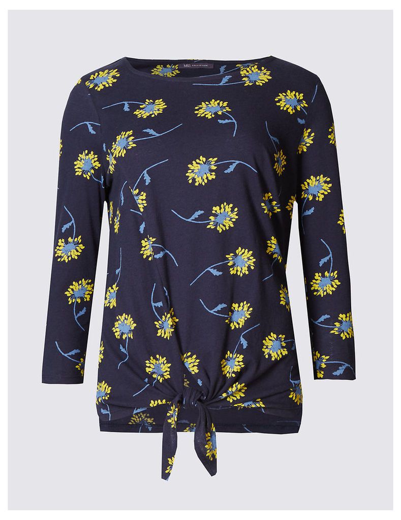 M&S Collection Pure Cotton Floral Print Jersey Top
