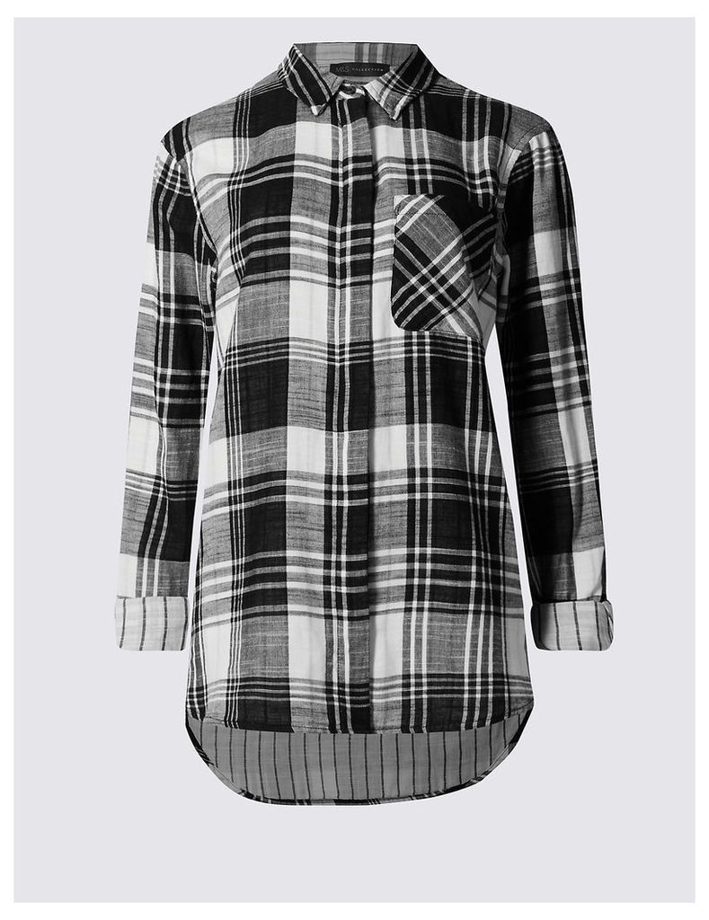 M&S Collection Pure Cotton Checked Long Sleeve Shirt