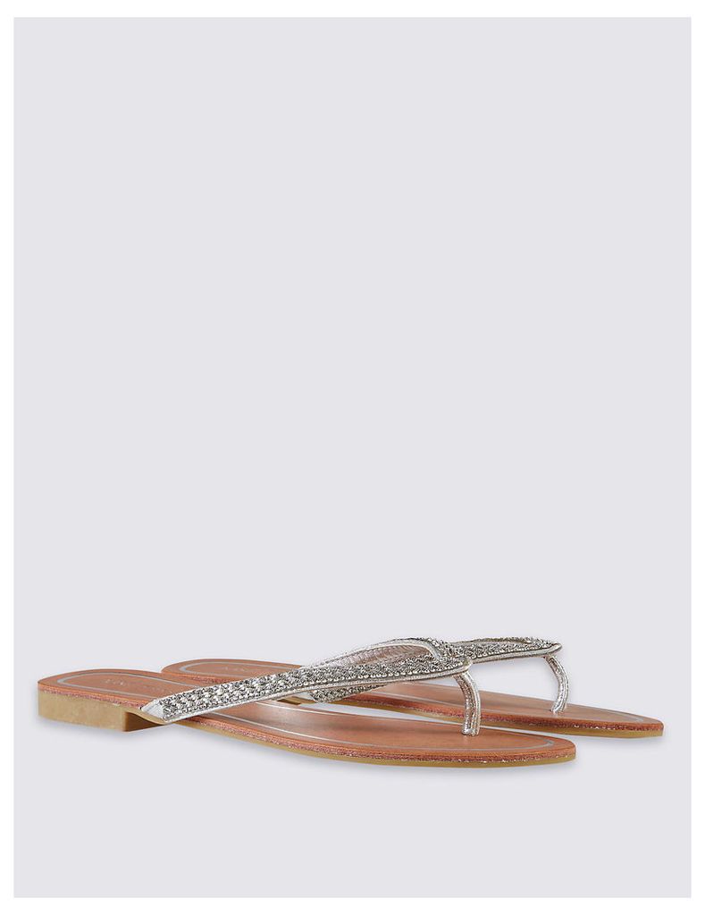 M&S Collection Skinny Diamante Flip-flops