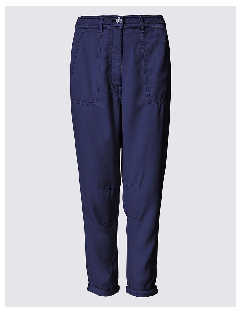 M&S Collection Patch Pocket Turn Up Tapered Leg Trousers