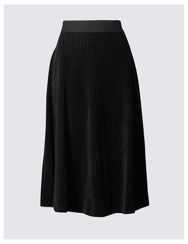 M&S Collection Cotton Rich Cord Flippy A-Line Midi Skirt