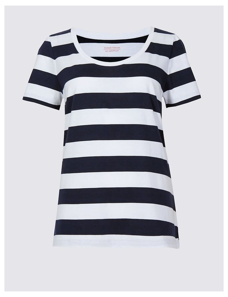 M&S Collection Pure Supima Cotton Striped T-Shirt