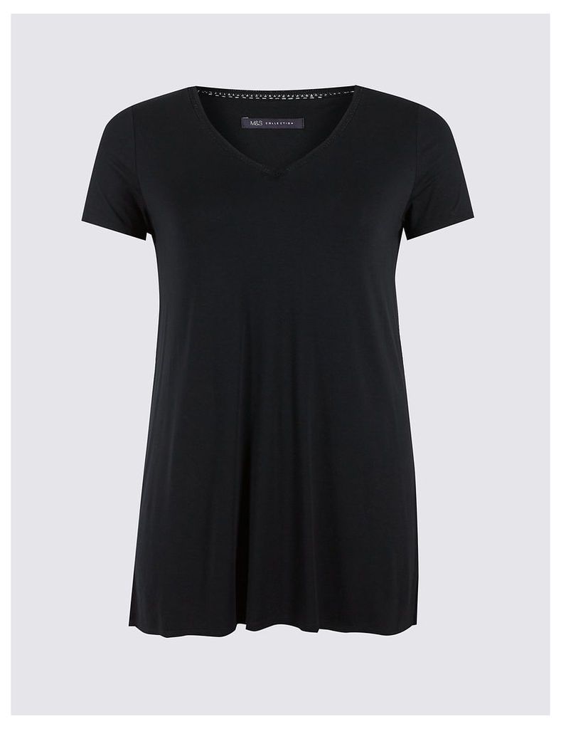 M&S Collection PLUS Flared V-Neck Short Sleeve Tunic