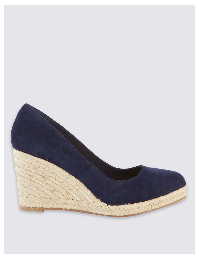 M&S Collection Leather Wedge Heel Almond Toe Espadrilles