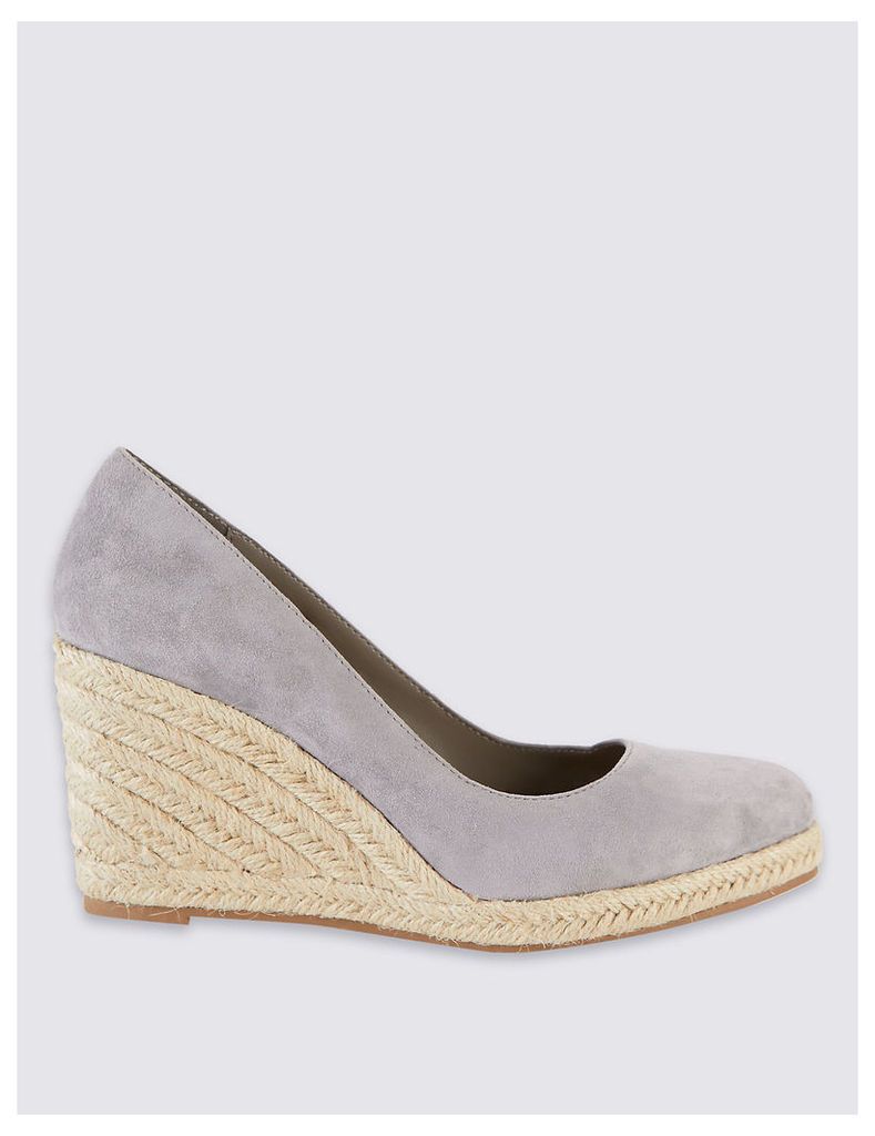 M&S Collection Leather Wedge Heel Almond Toe Espadrilles