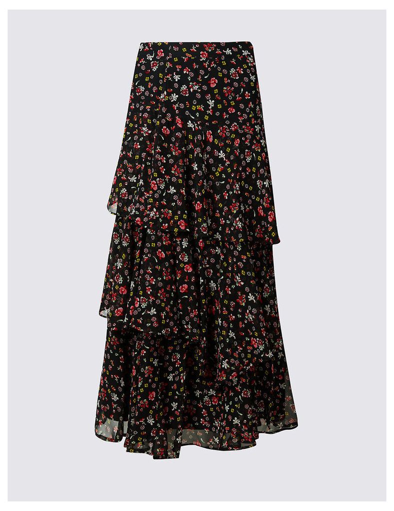 M&S Collection Tiered Ditsy Print A-Line Maxi Skirt