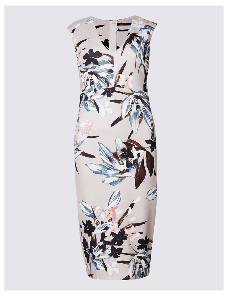 M&S Collection Smudge Floral Print Bodycon Midi Dress