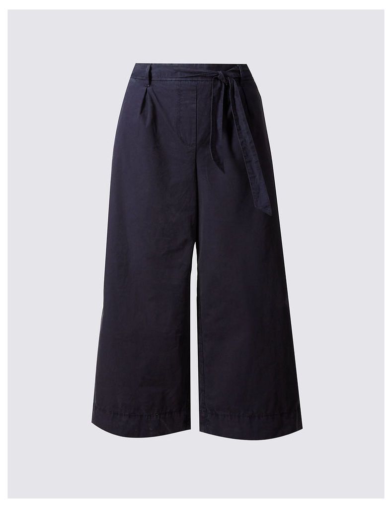 M&S Collection Pure Cotton Poplin Cropped Culottes