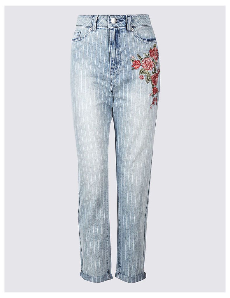 Limited Edition Floral Embroidered High Waist Mom Jeans