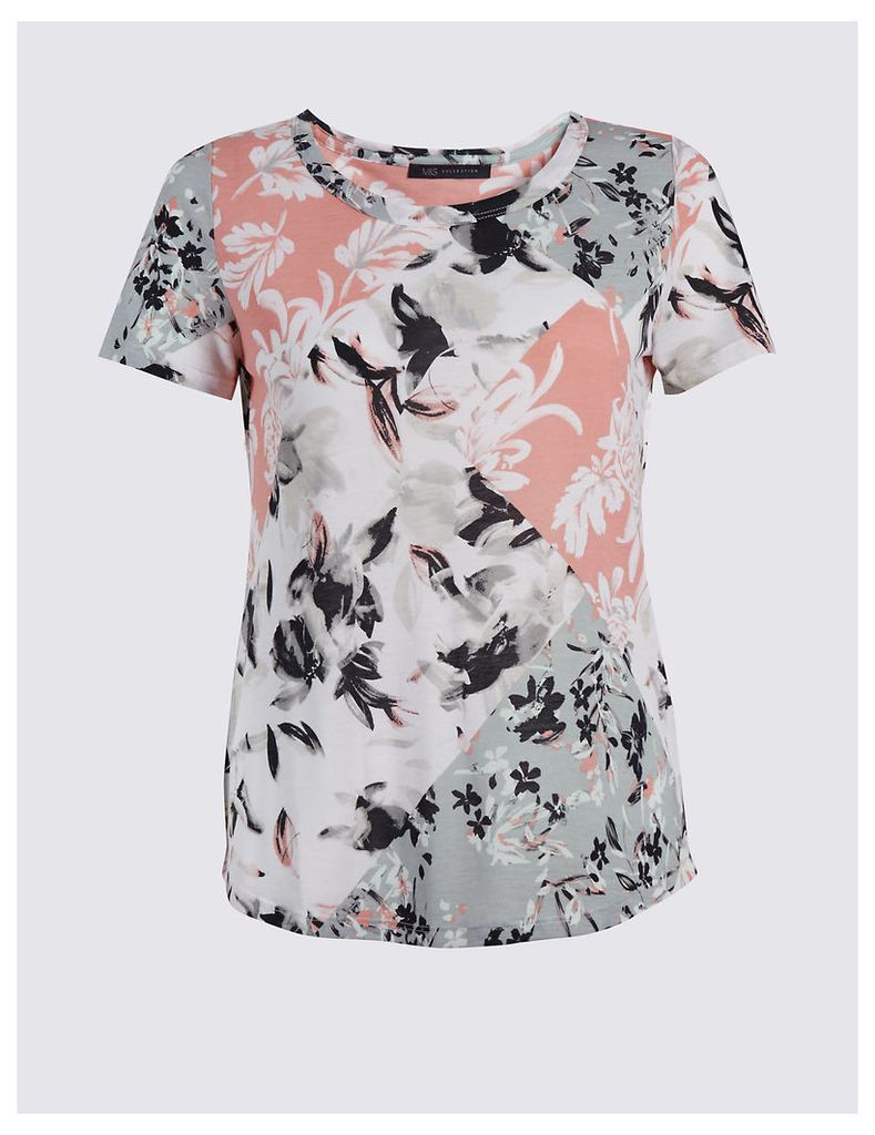 M&S Collection Floral Print Short Sleeve T-Shirt