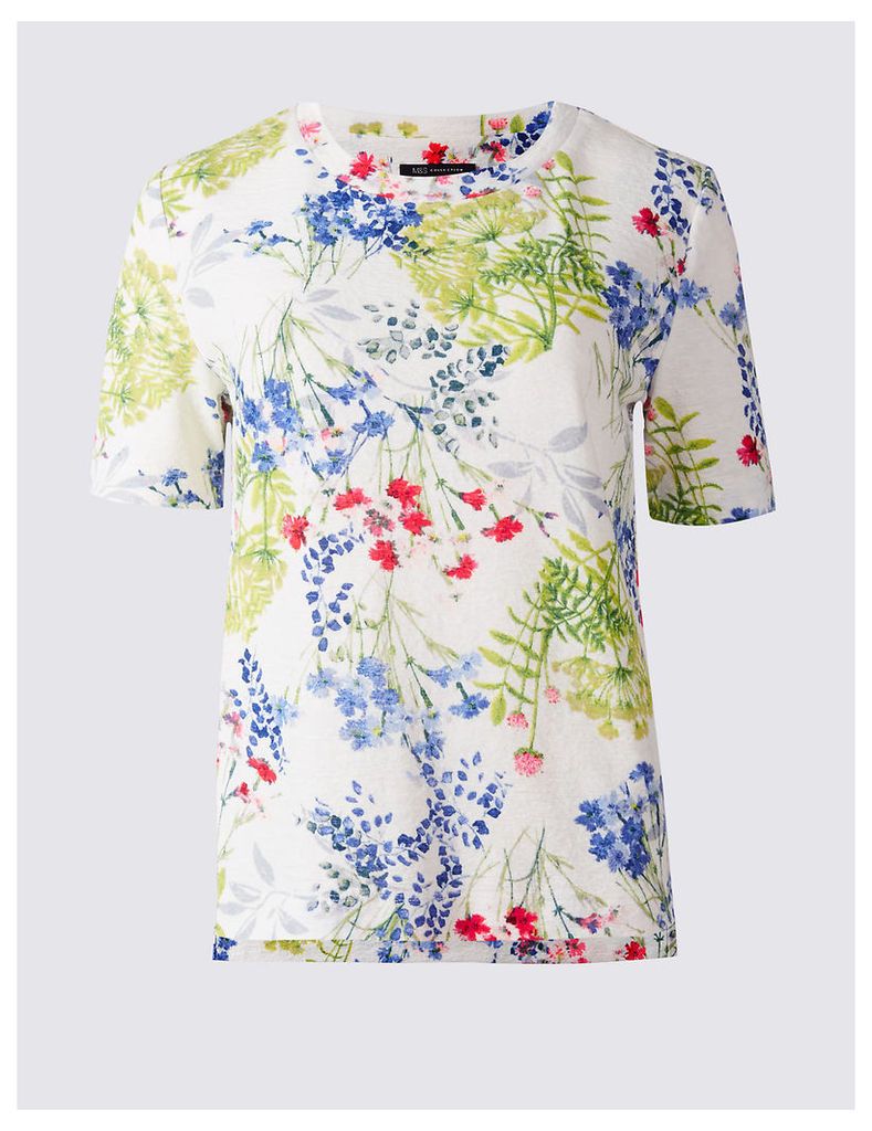 M&S Collection Floral Textured Short Sleeve Top