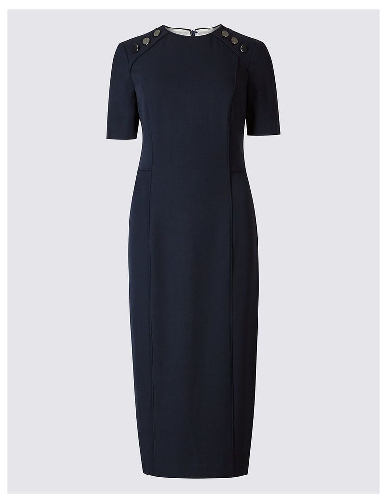 M&S Collection Button Shoulder Piped Shift Midi Dress
