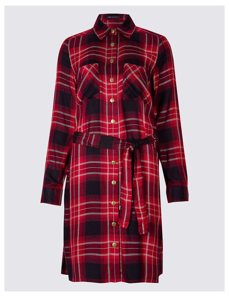 M&S Collection Checked Long Sleeve Shirt Dress