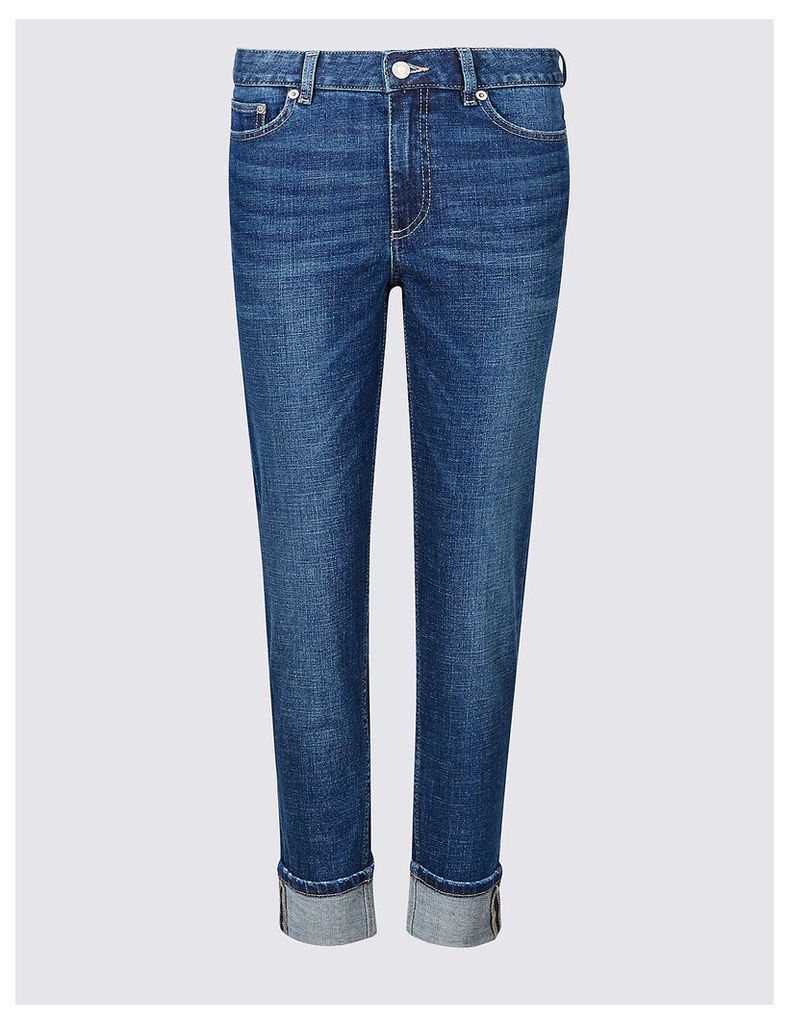 M&S Collection Mid Rise Turn Up Slim Leg Jeans
