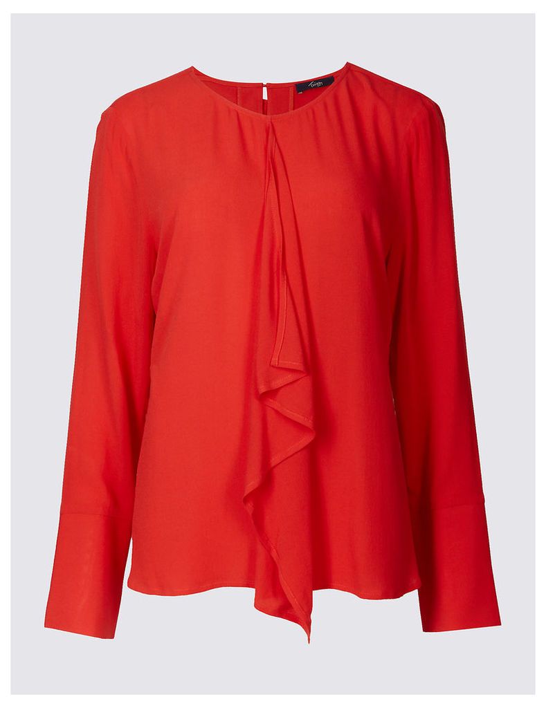 Twiggy Frill Front Round Neck Blouse