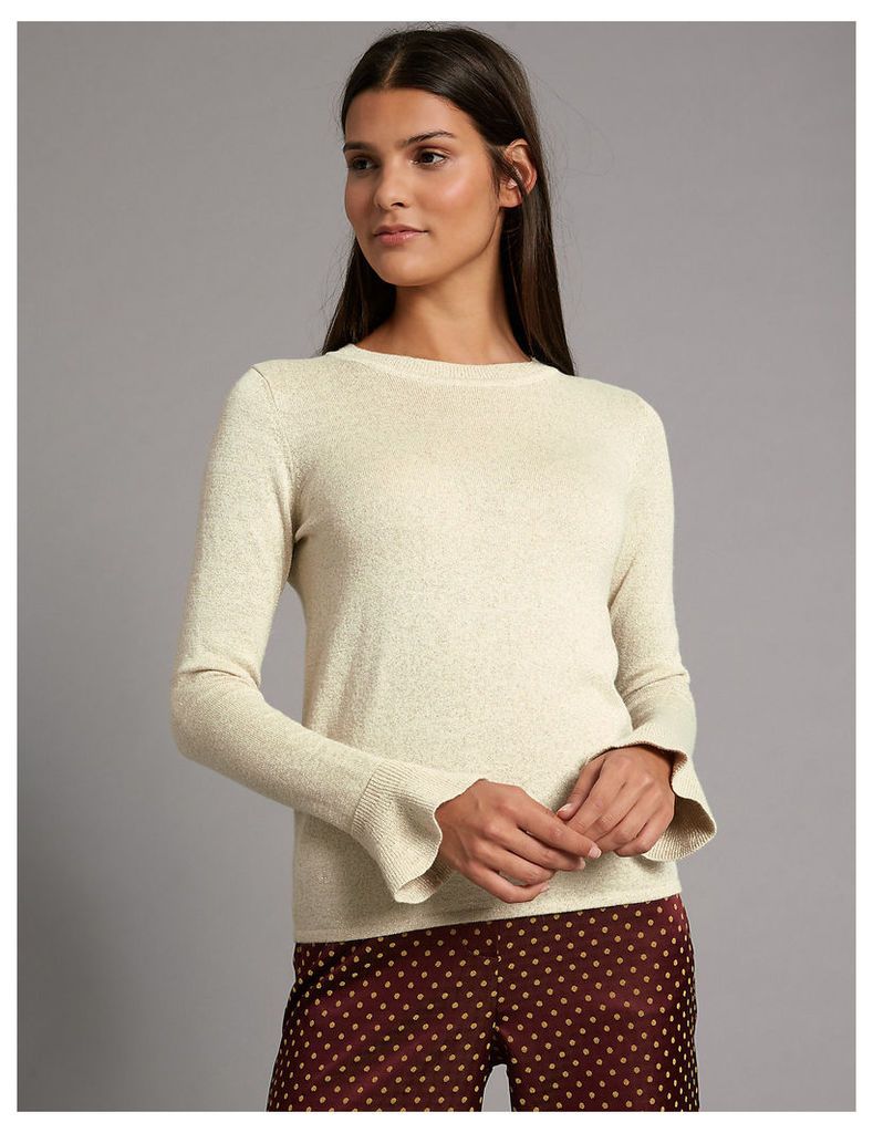 Autograph Ribbed Tie Front Round Neck Jumper